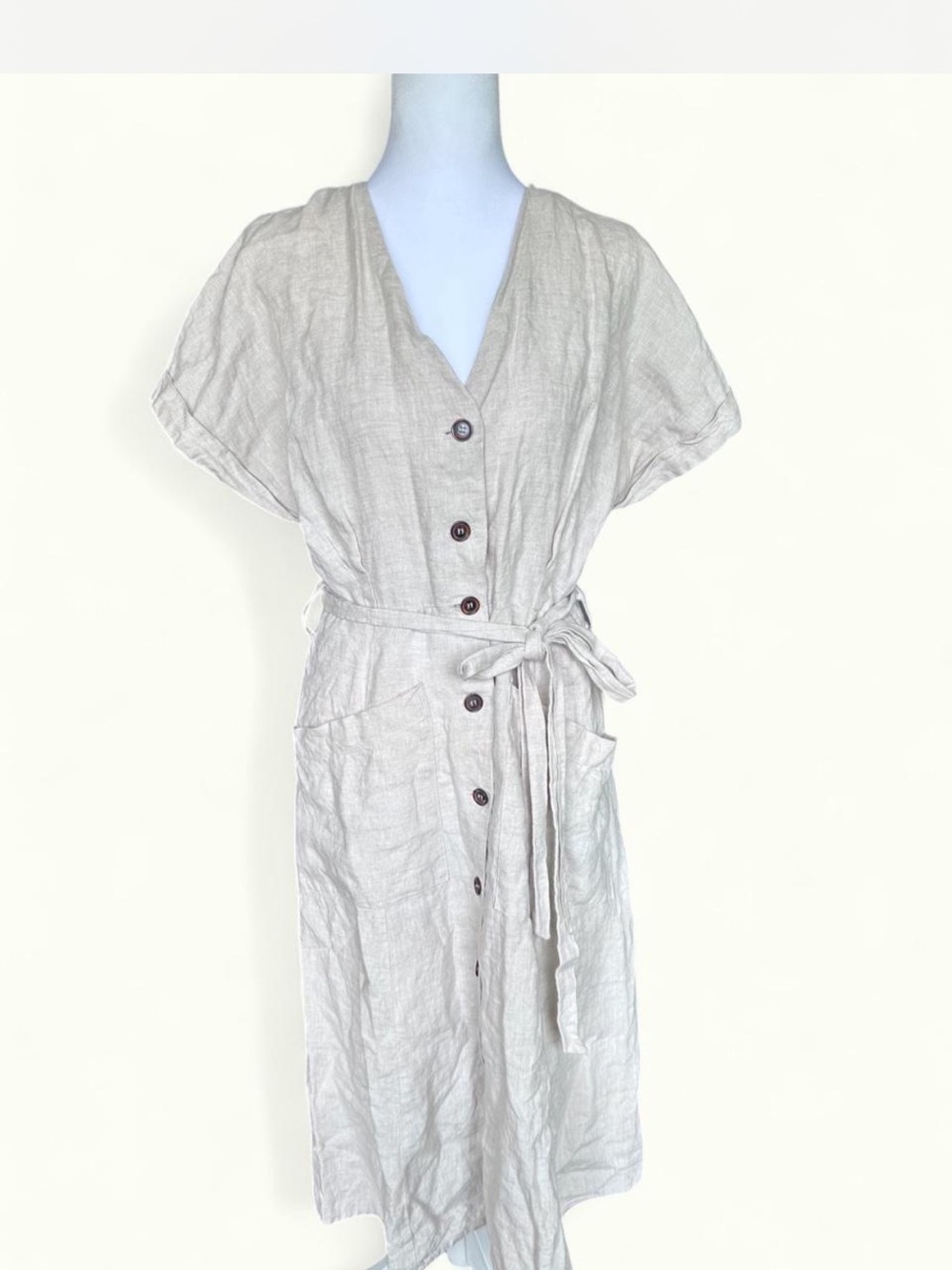 4 our Dreamers Neutral Linen Dress in Soft Natural